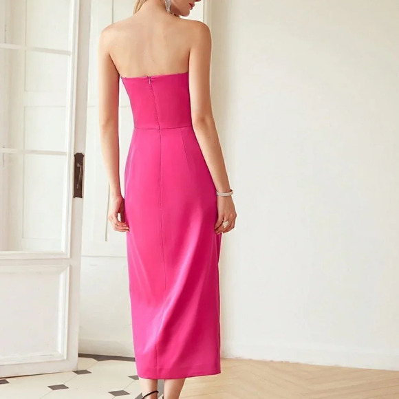 PINK PREPPY WOMENS GATHERED STRAPLESS DRESS - Picture 2 of 5